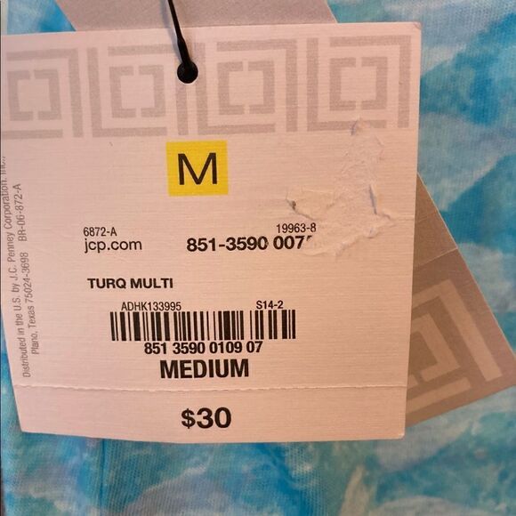 LIZ CLAIBORNE TEAL/WHITE T-SHIRT / NWT / SZ: M - Picture 4 of 5